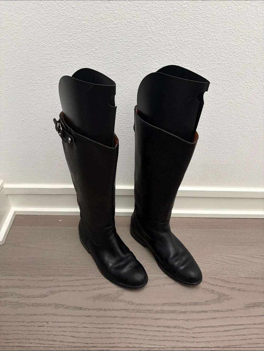 Frye Black Melissa Button Back Zip Boots with Side Buckle 6.5